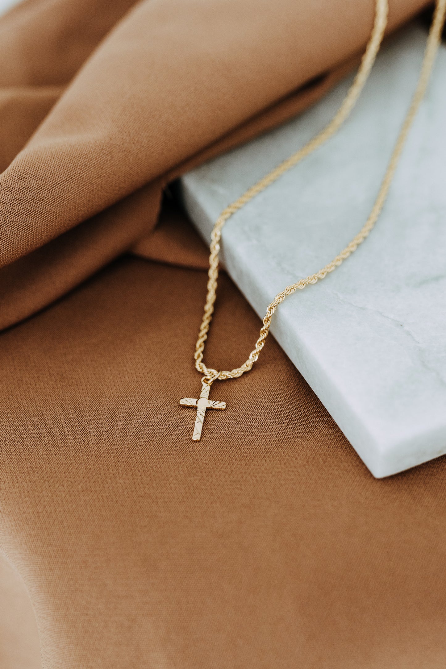 Mens Trinity Cross Necklace on a Rope Chain