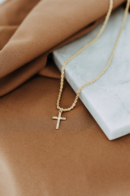 Mens Trinity Cross Necklace on a Rope Chain
