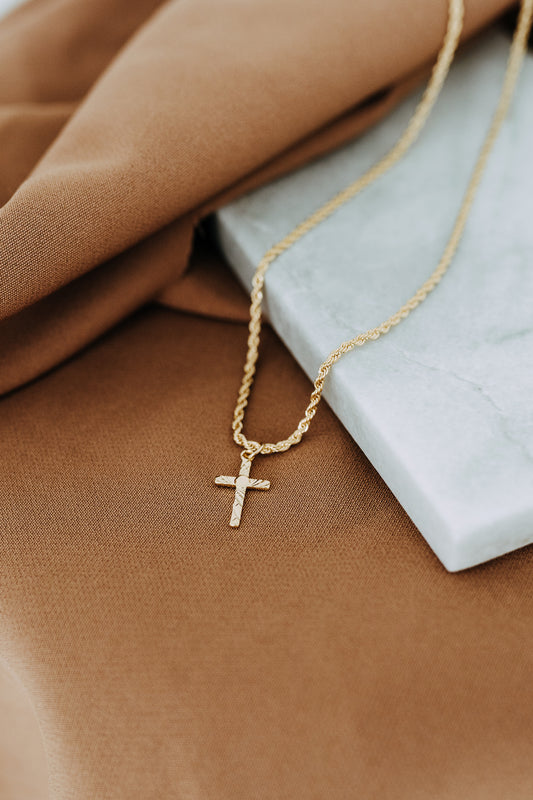 Mens Trinity Cross Necklace on a Rope Chain