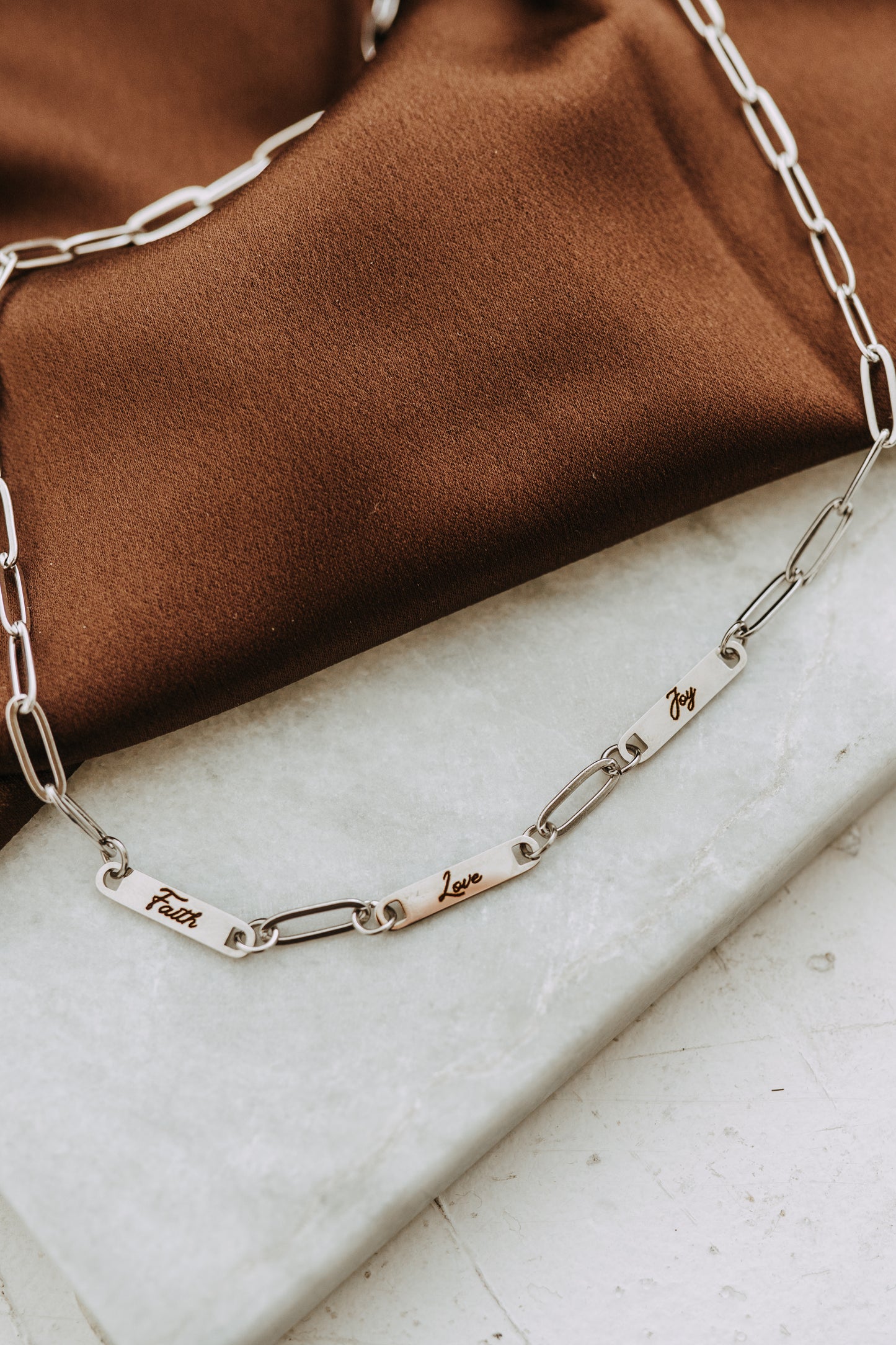 Engraved 3 Bar Necklace - Silver