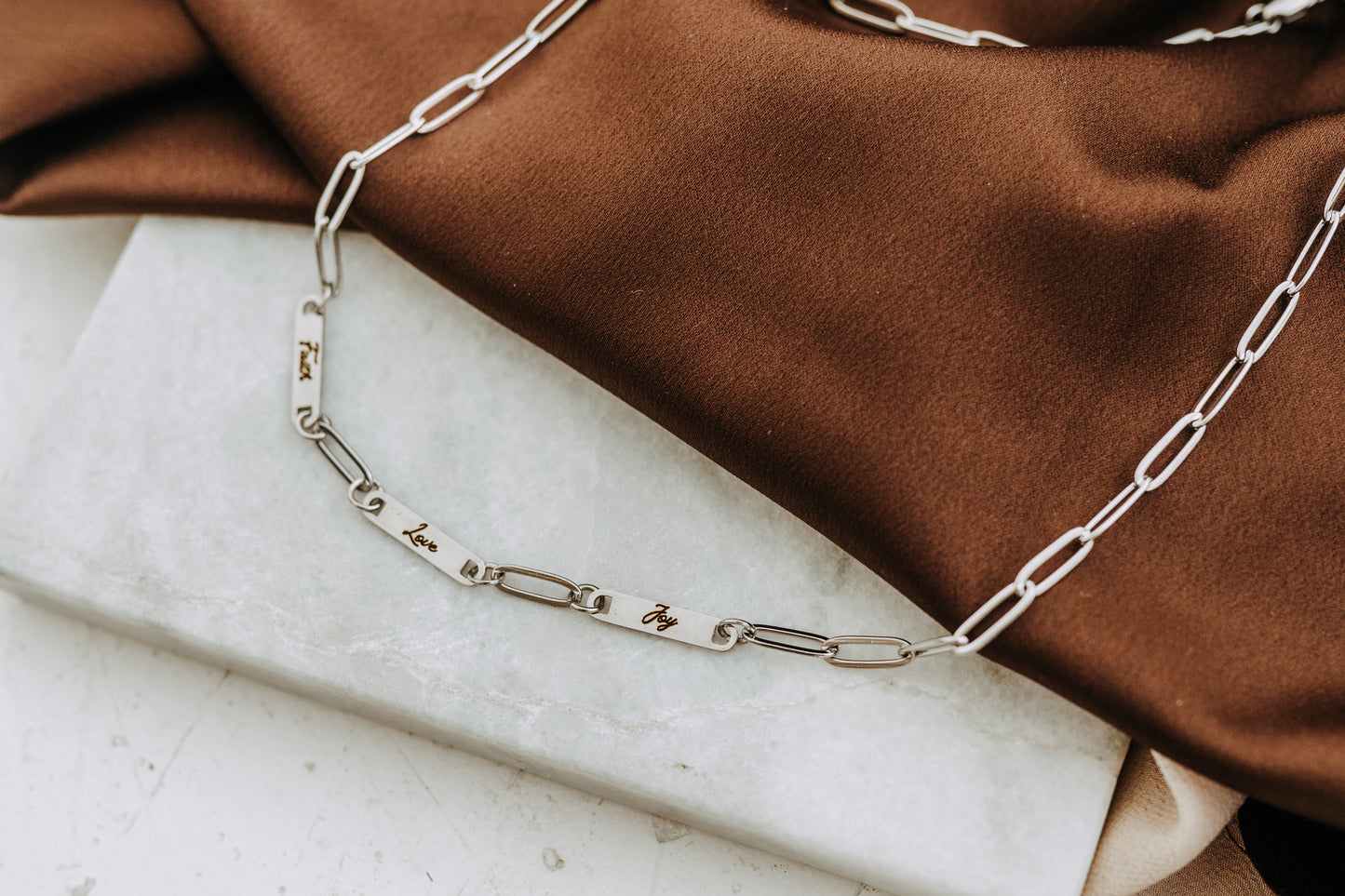 Engraved 3 Bar Necklace - Silver