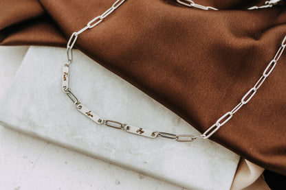 Engraved 3 Bar Necklace - Silver