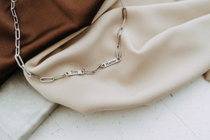 Engraved 2 Bar Necklace - Silver