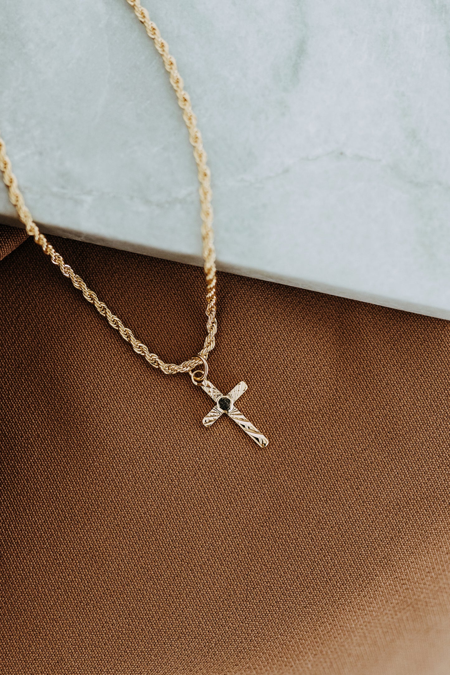 Mens Trinity Cross Necklace on a Rope Chain