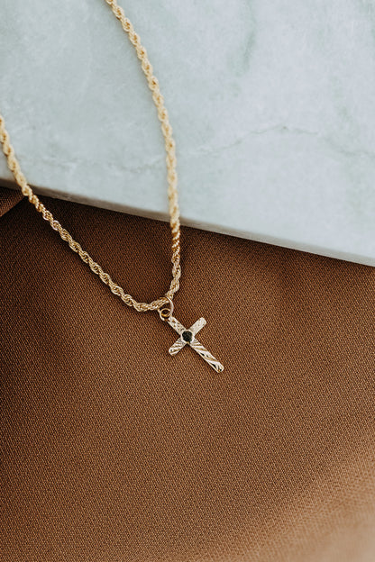 Mens Trinity Cross Necklace on a Rope Chain