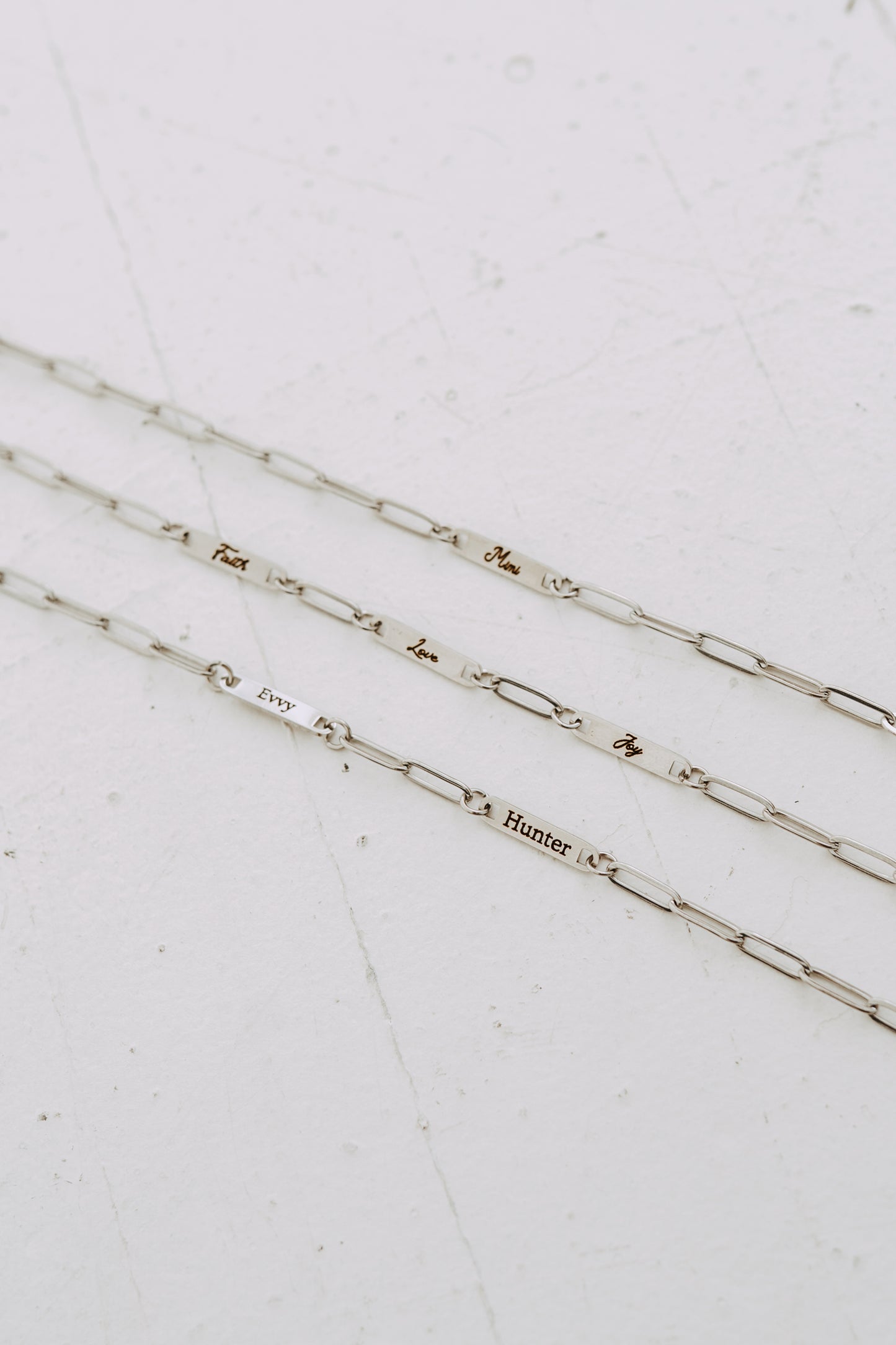 Engraved 3 Bar Necklace - Silver