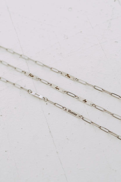 Engraved 3 Bar Necklace - Silver