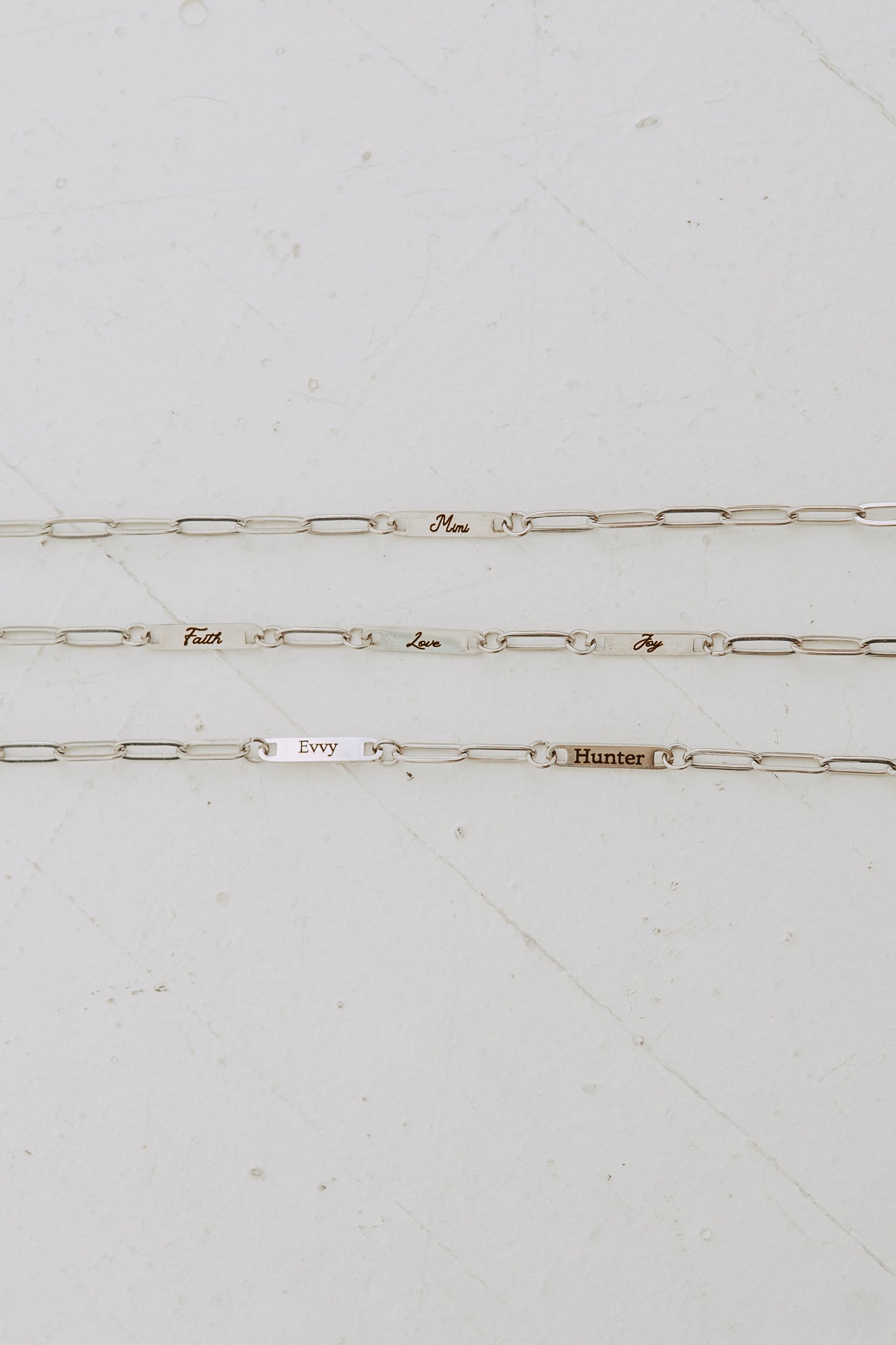 Engraved 1 Bar Necklace - Silver