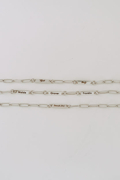 Engraved 2 Bar Necklace - Silver