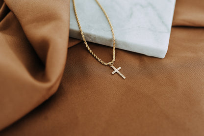 Mens Trinity Cross Necklace on a Rope Chain