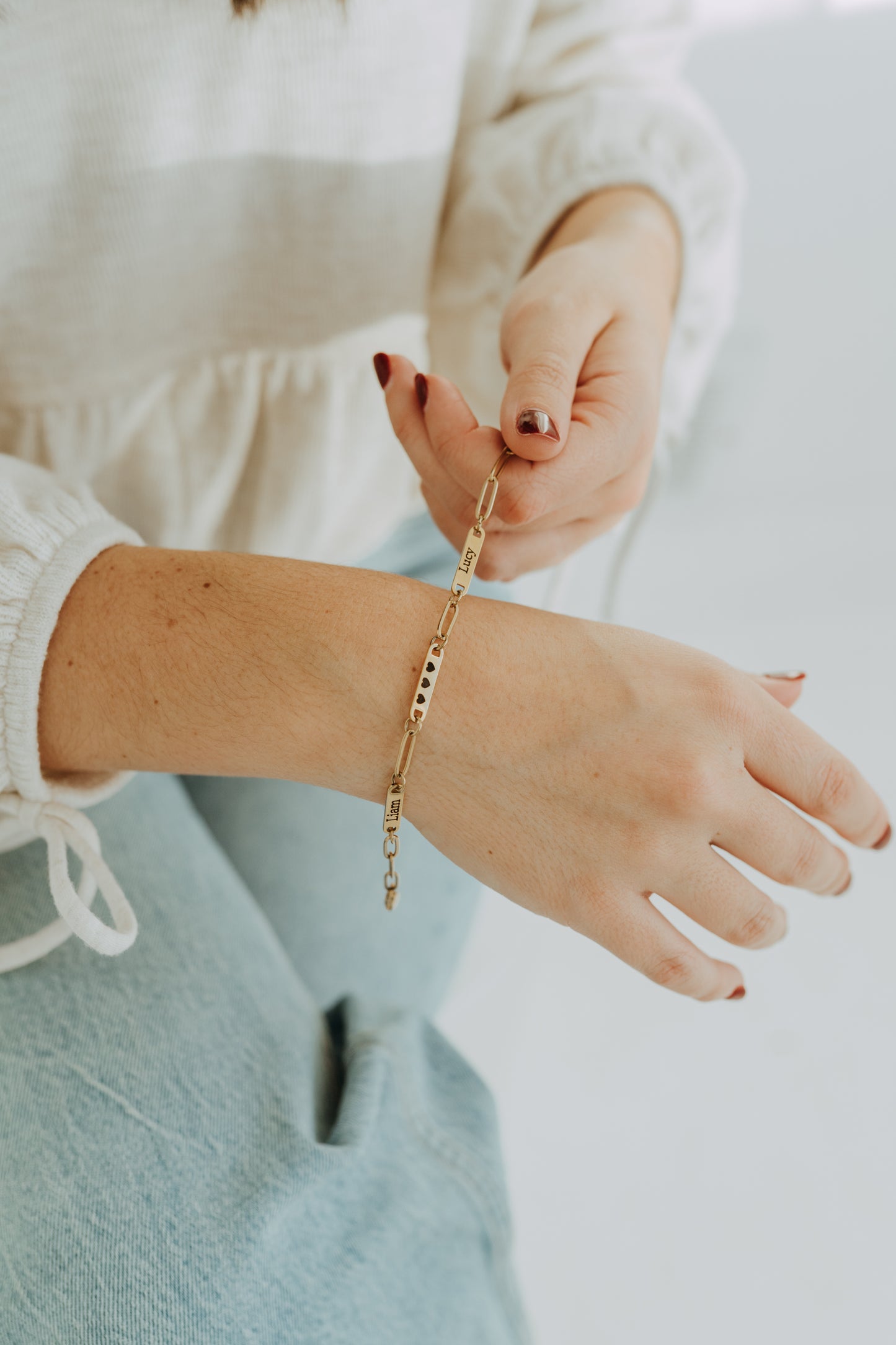 Engraved 3 Bar Bracelet - Paperclip