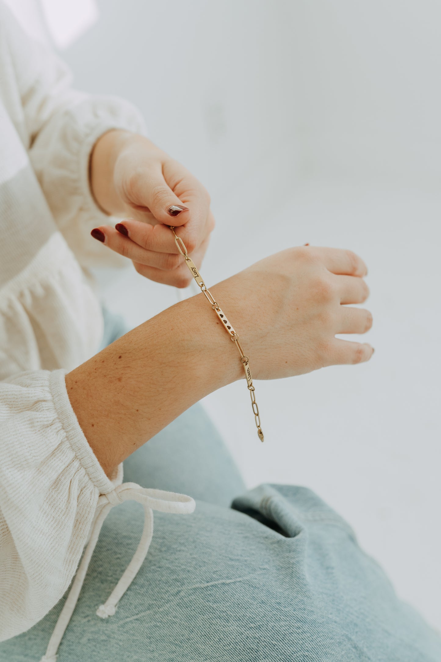 Engraved 3 Bar Bracelet - Paperclip