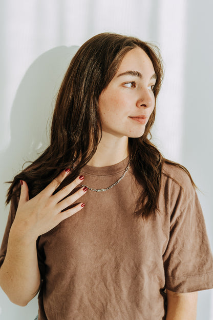 Engraved 1 Bar Necklace - Silver