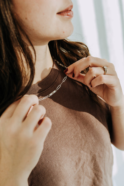 Engraved 1 Bar Necklace - Silver