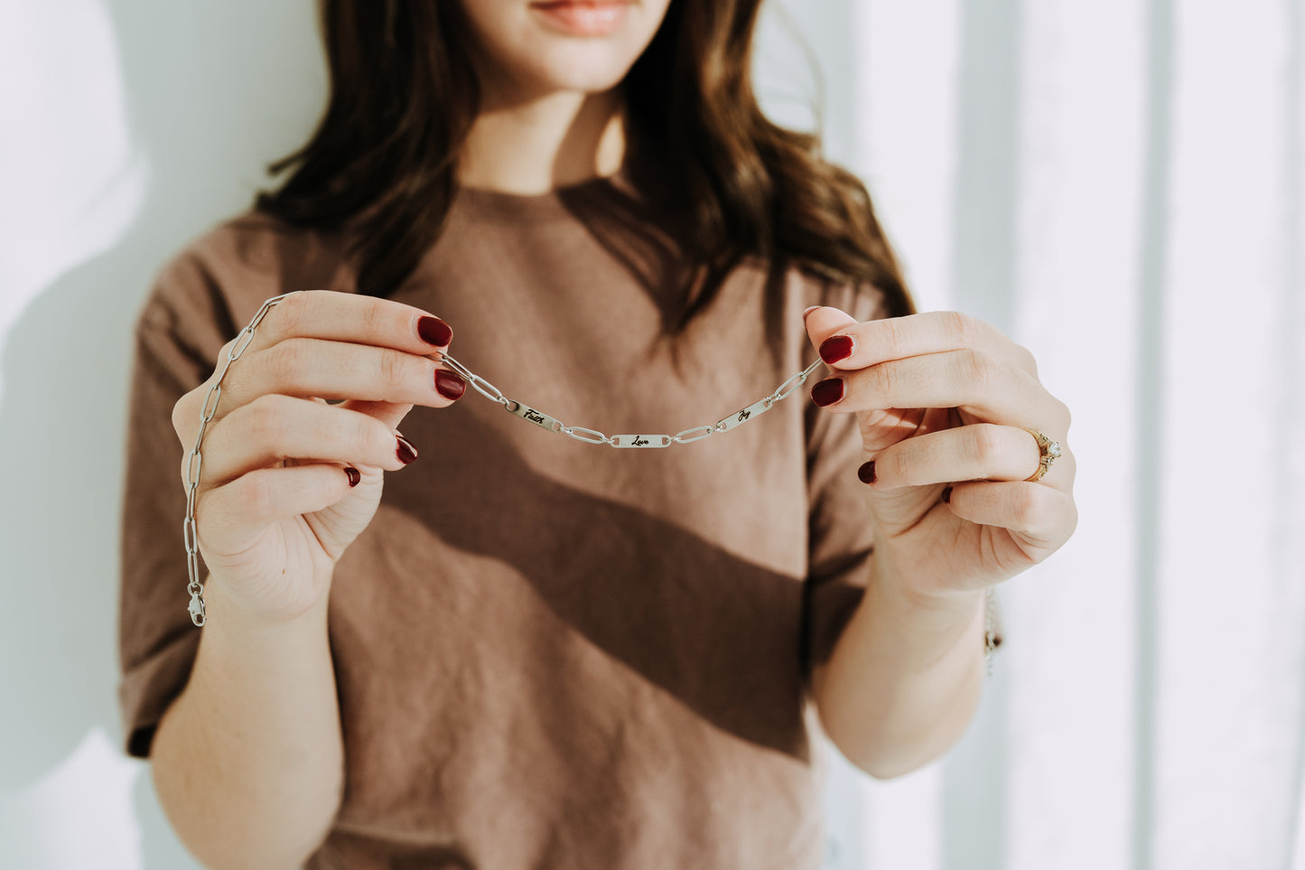 Engraved 3 Bar Necklace - Silver