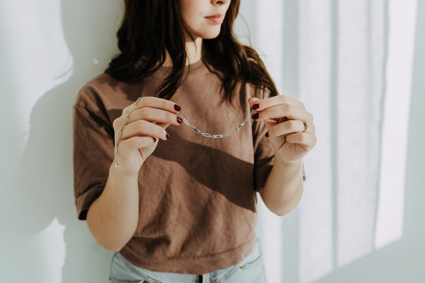 Engraved 3 Bar Necklace - Silver