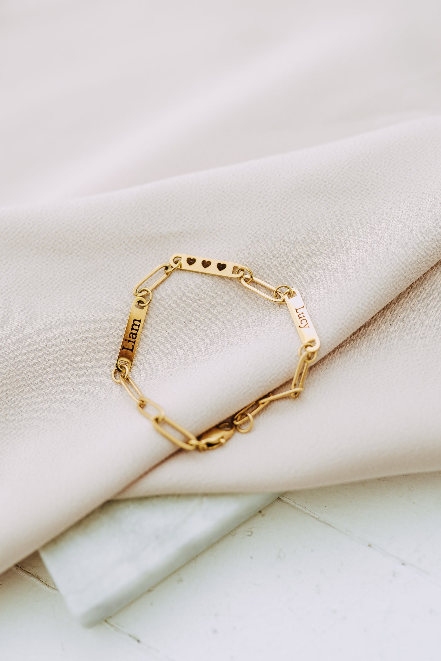 Engraved 3 Bar Bracelet - Paperclip