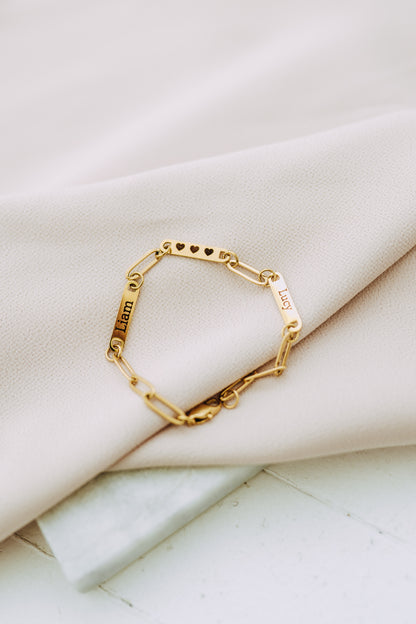 Engraved 3 Bar Bracelet - Paperclip