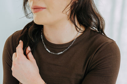 Engraved 2 Bar Necklace - Silver