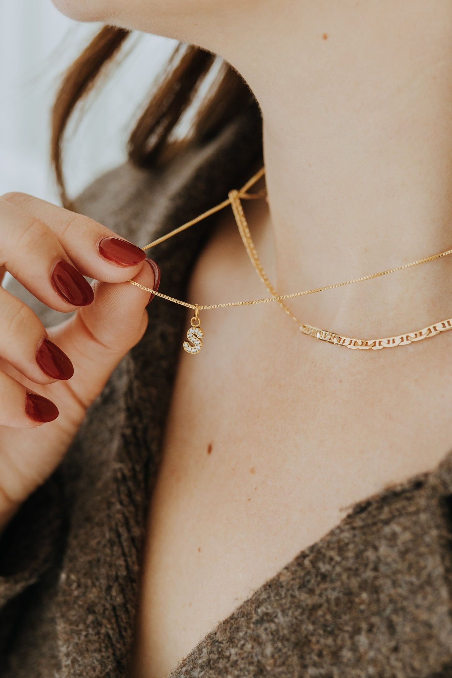 Sparkle Letter Pendant Necklace
