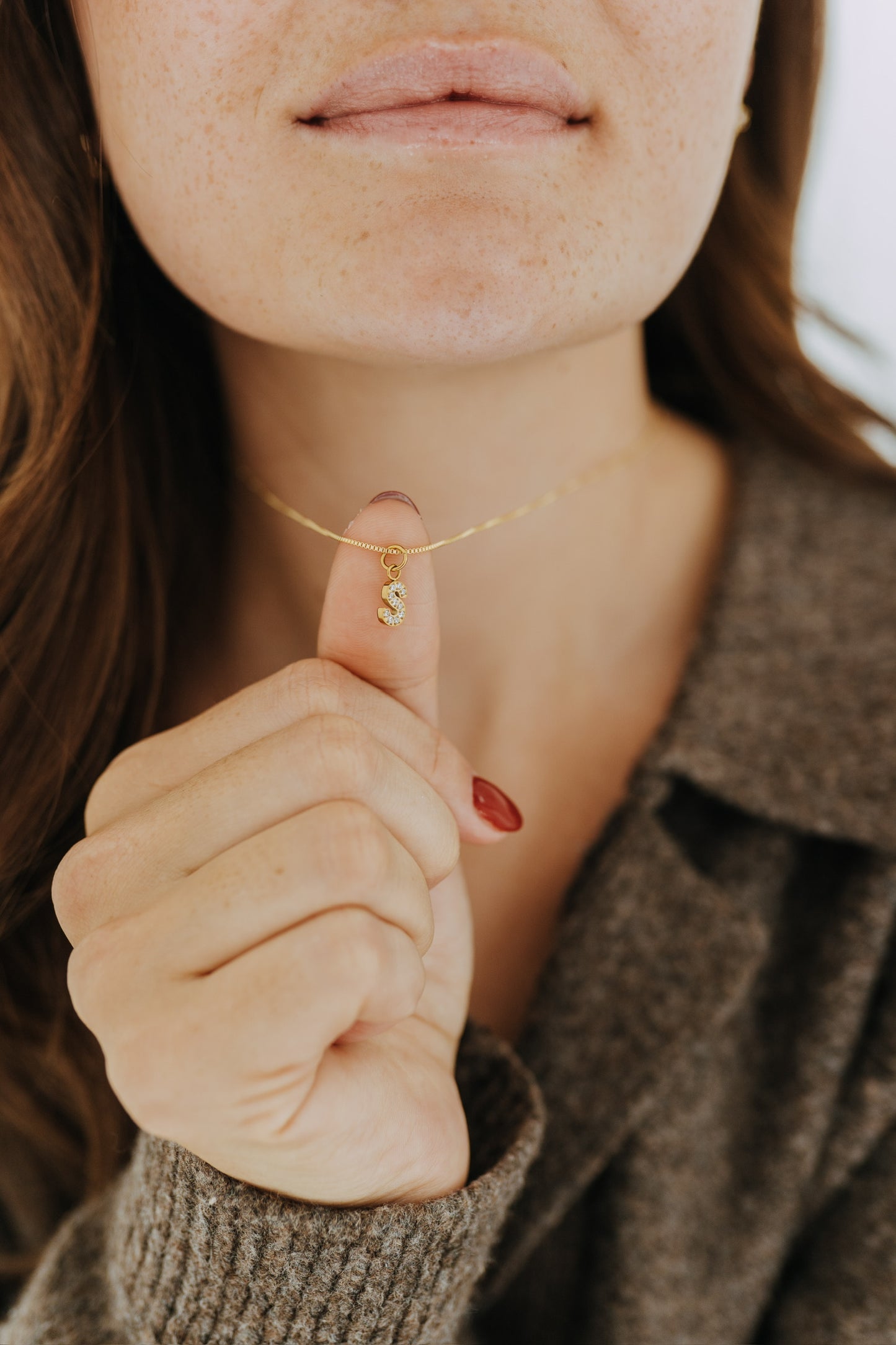 Sparkle Letter Pendant Necklace