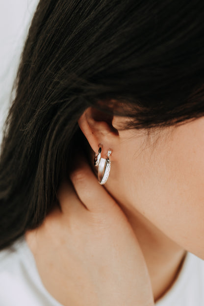 Etch Hoops / Sterling Silver