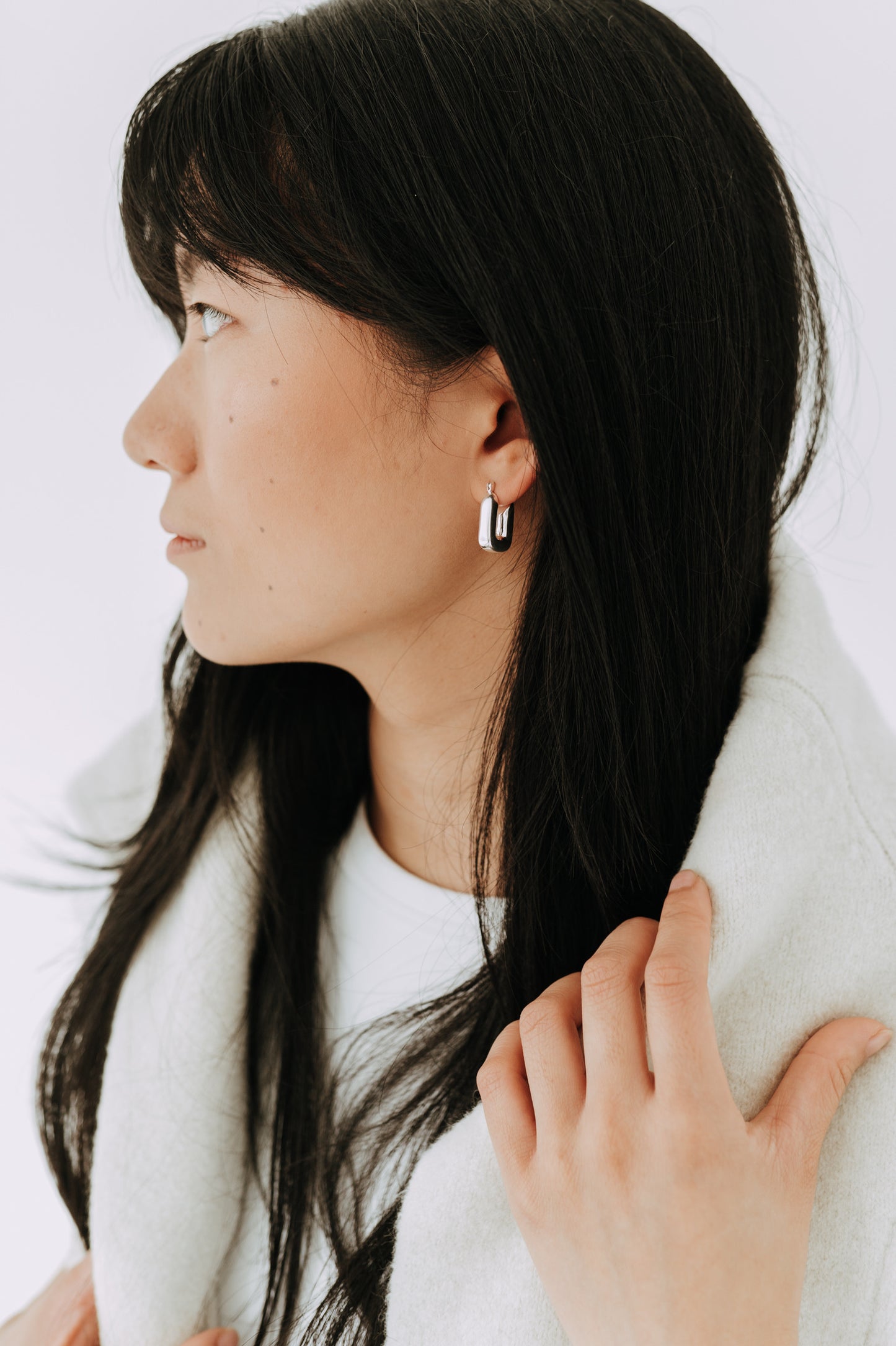 Uptown Rectangle Hoops / Sterling Silver