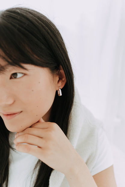 Uptown Rectangle Hoops / Sterling Silver