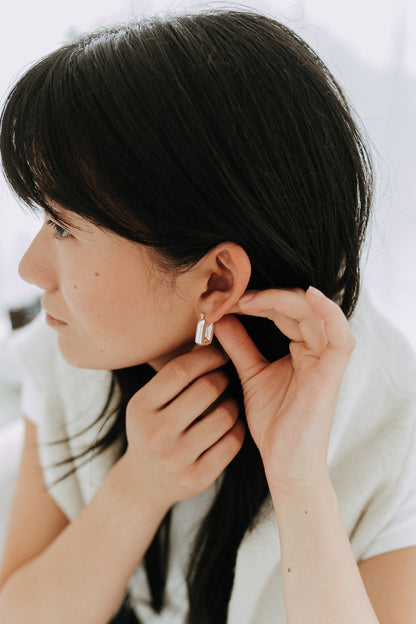 Uptown Rectangle Hoops / Sterling Silver