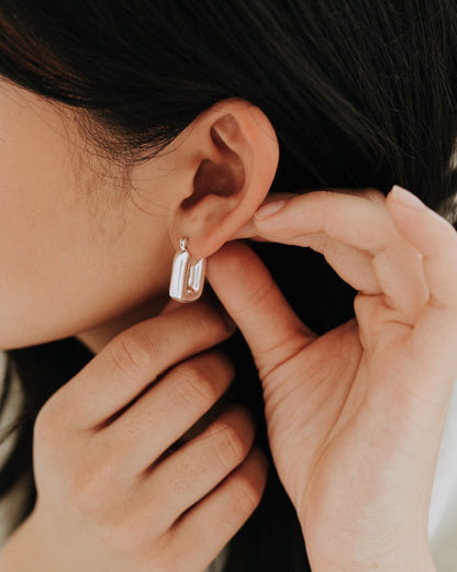 Uptown Rectangle Hoops / Sterling Silver