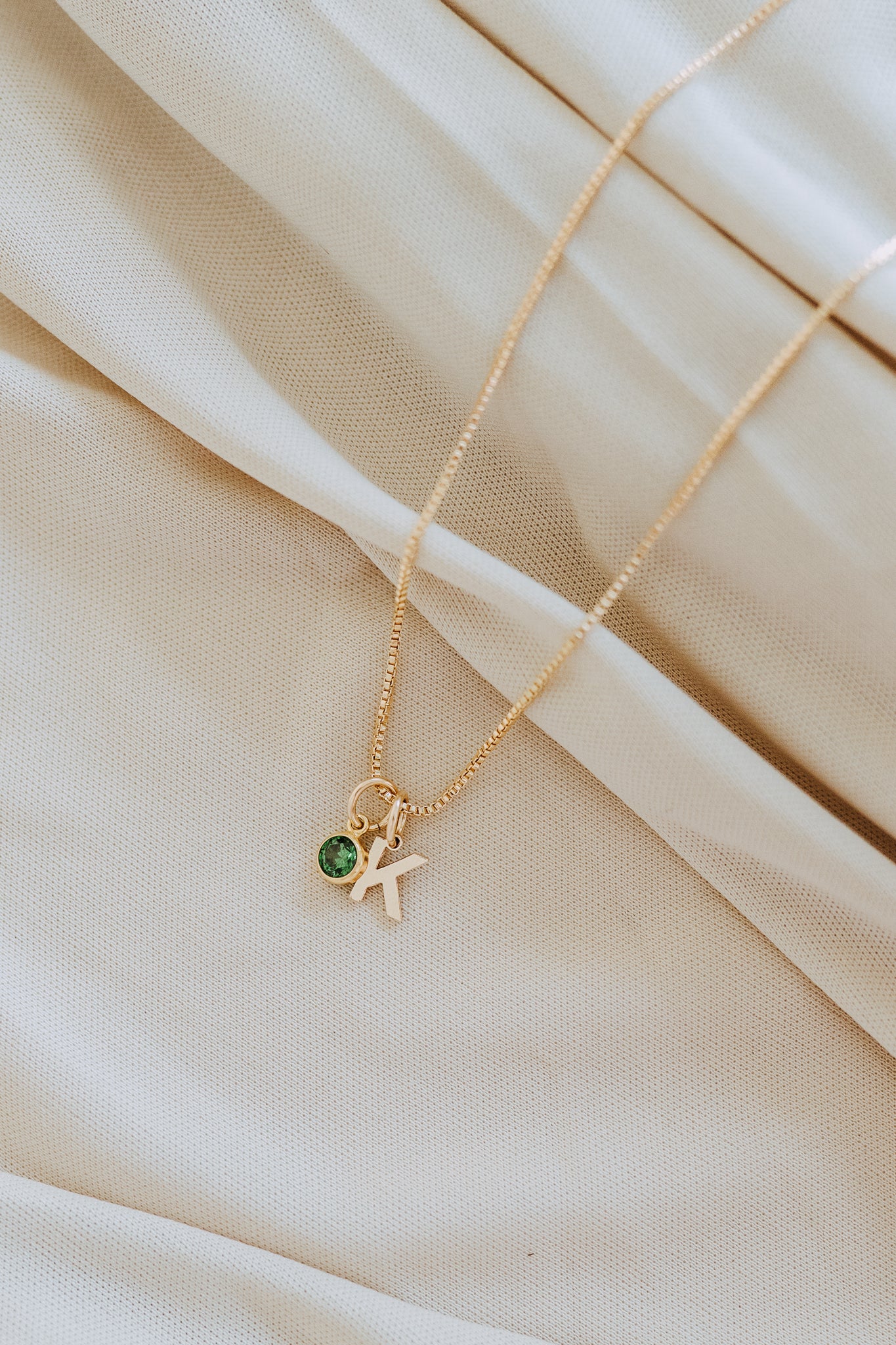 Mini Letter + Birthstone Necklace