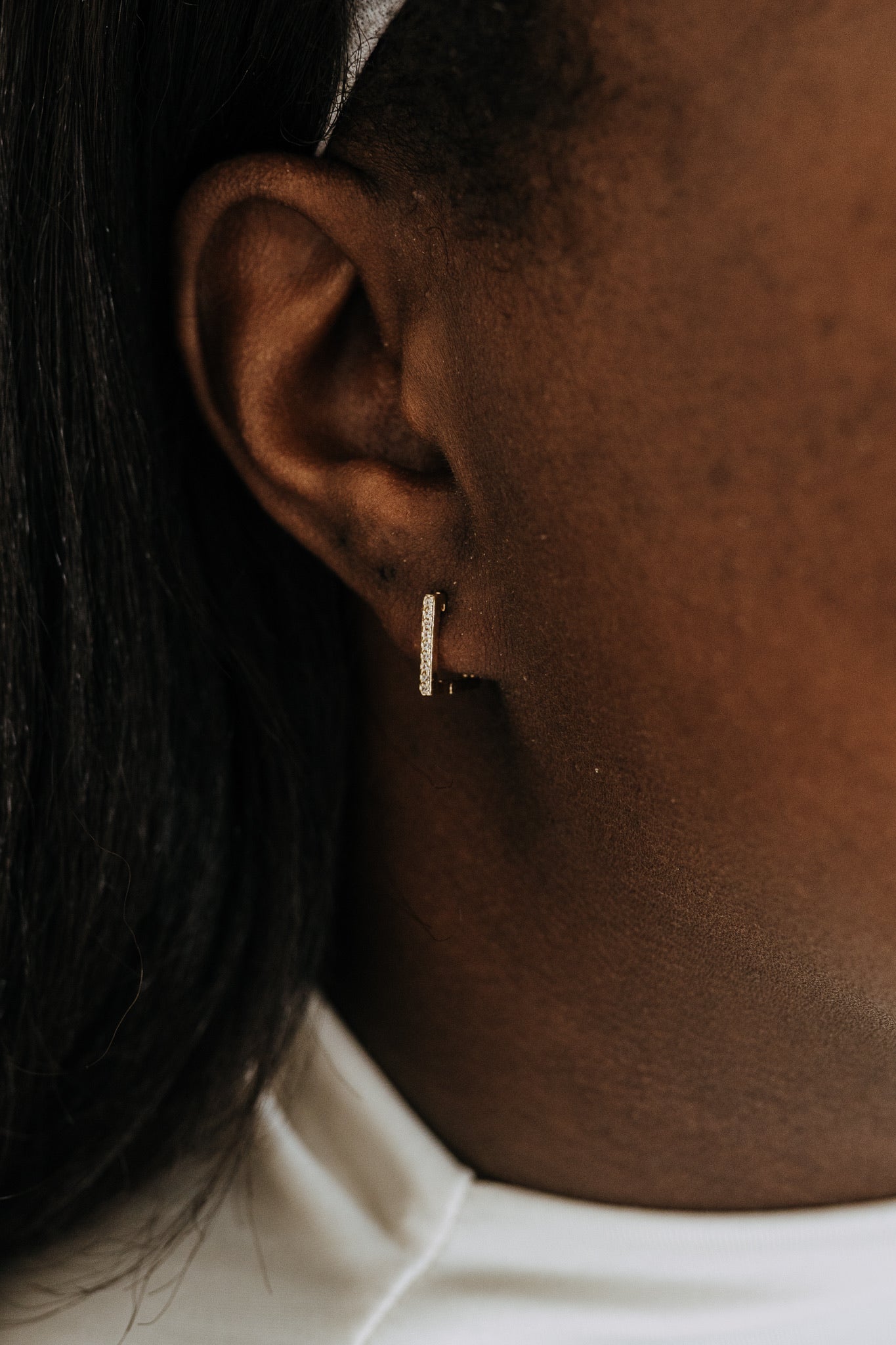 Luna Hoops – Gold Filled Pavé Rectangle Hoops