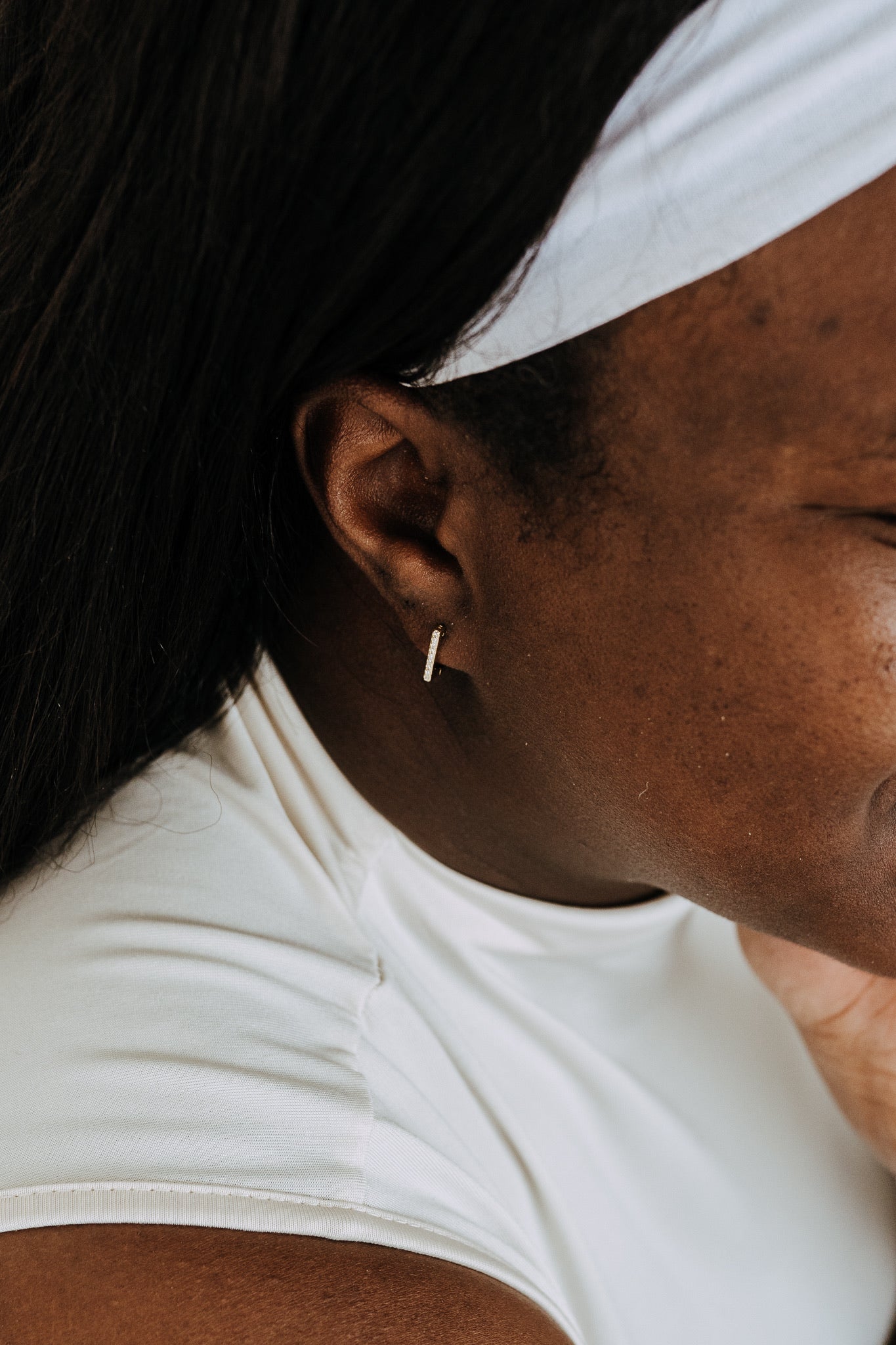 Luna Hoops – Gold Filled Pavé Rectangle Hoops