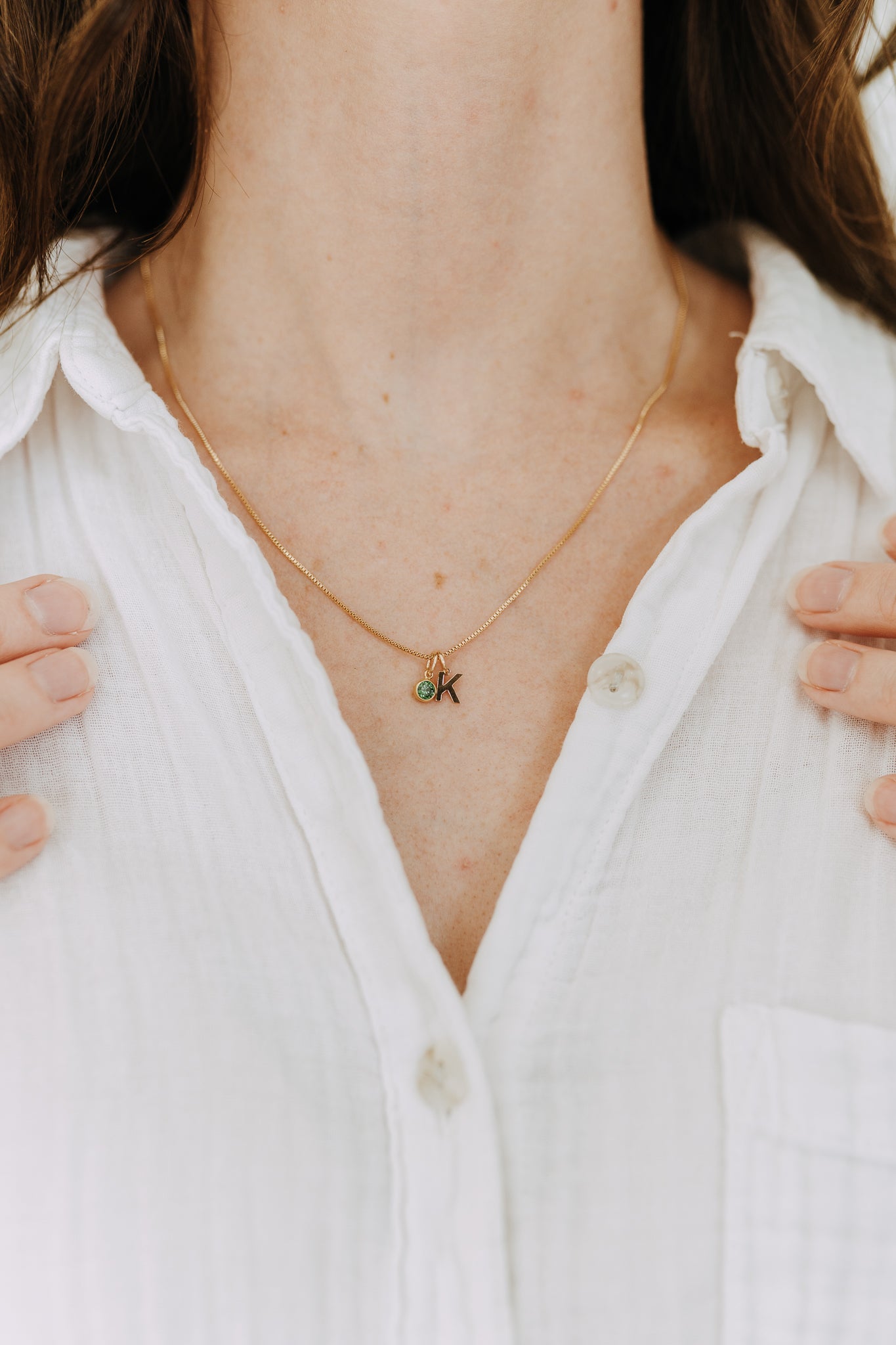 Mini Letter + Birthstone Necklace