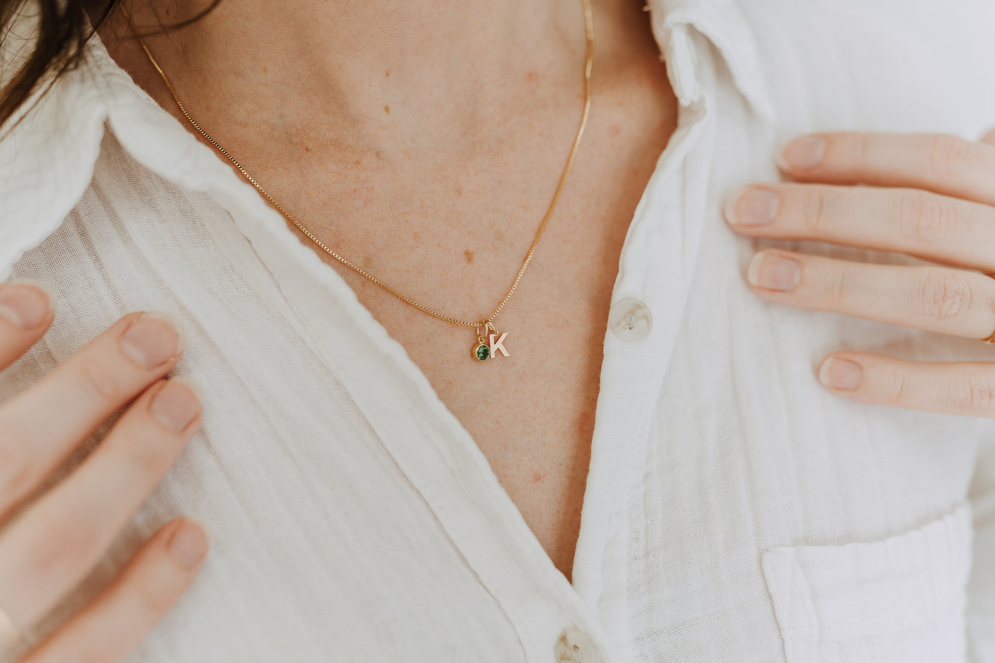 Mini Letter + Birthstone Necklace