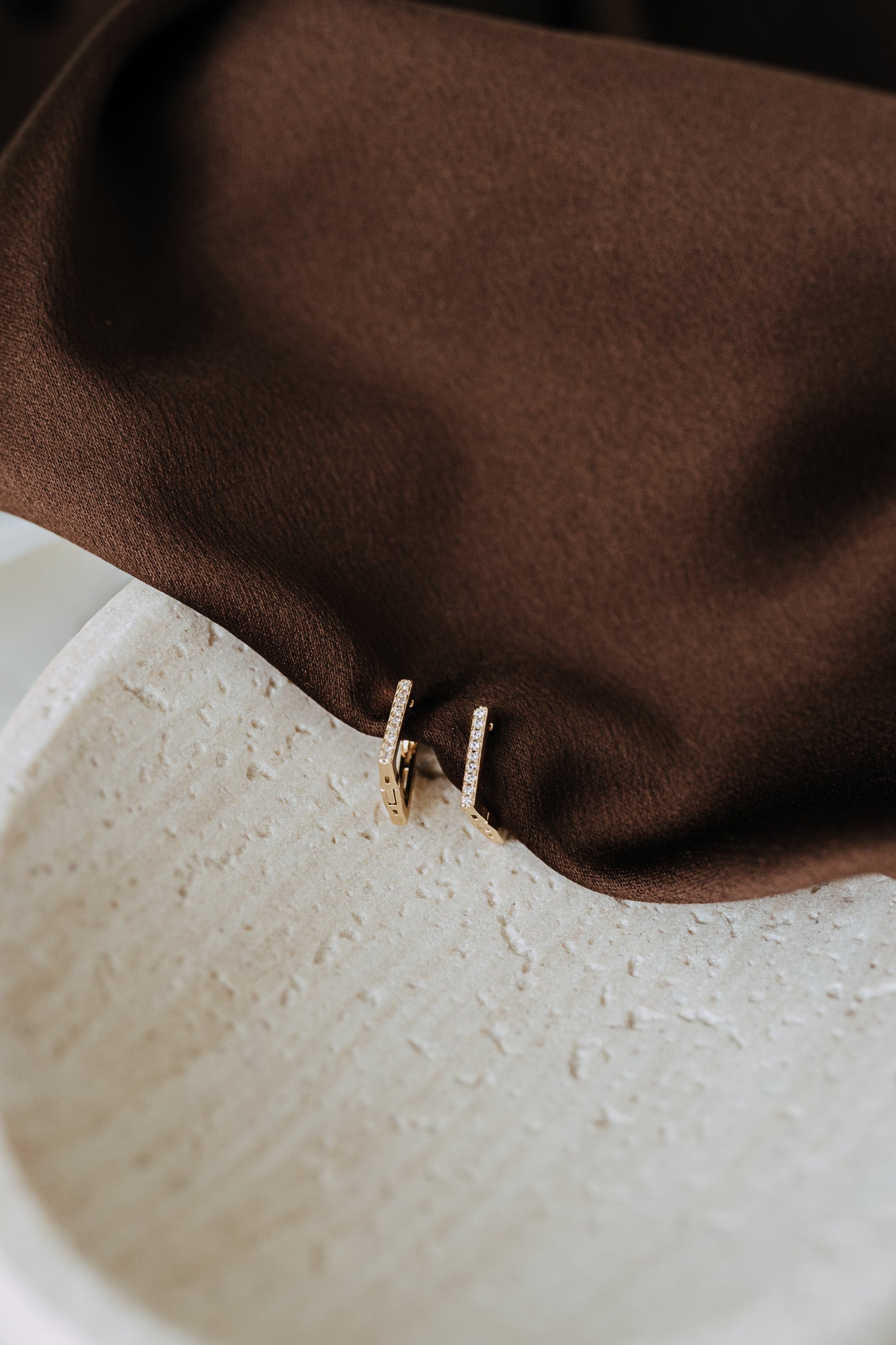 Luna Hoops – Gold Filled Pavé Rectangle Hoops