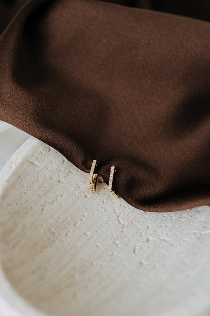 Luna Hoops – Gold Filled Pavé Rectangle Hoops