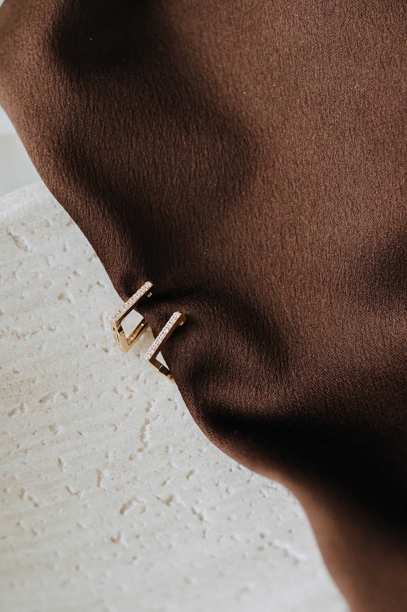 Luna Hoops – Gold Filled Pavé Rectangle Hoops