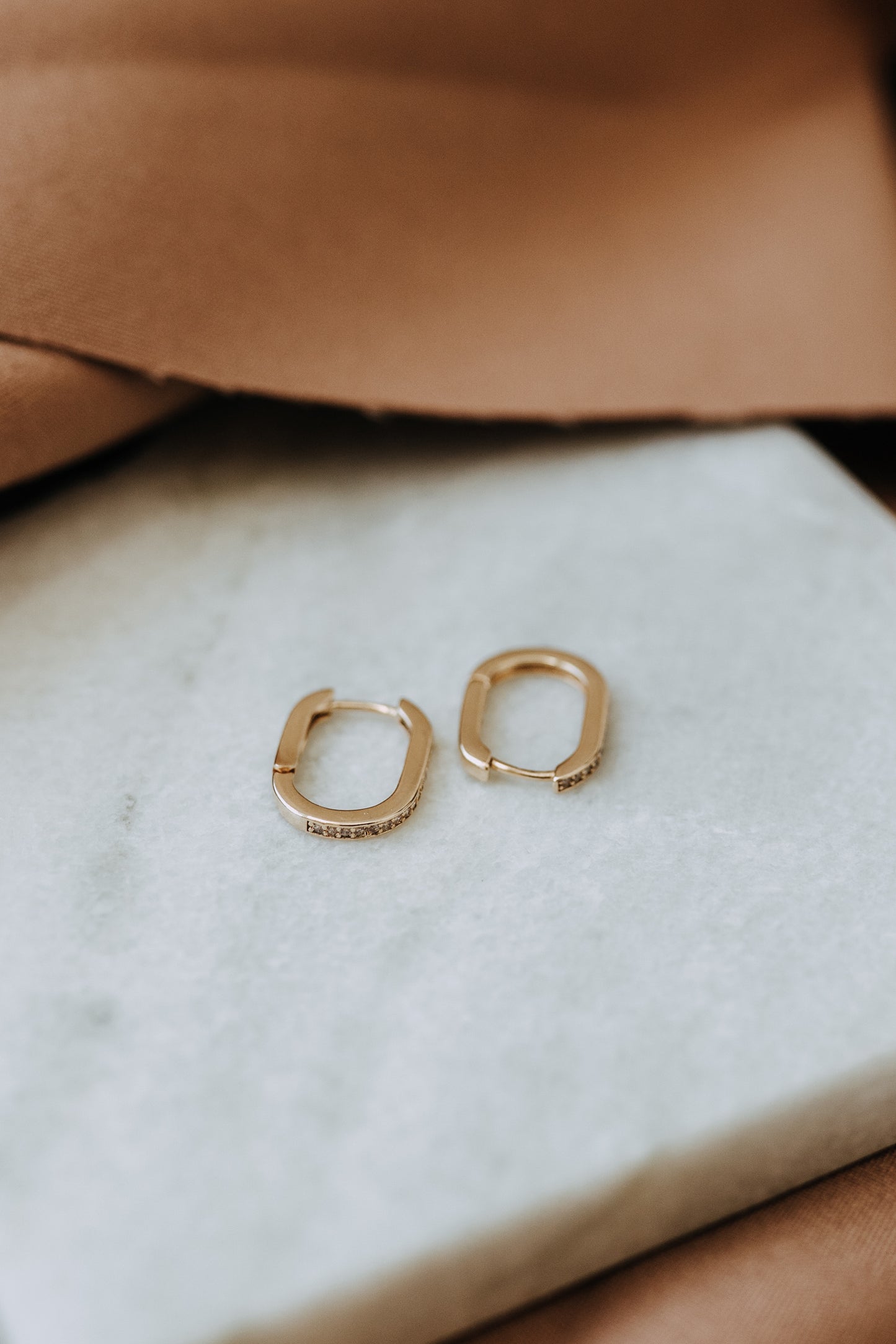 Pave Rectangle Hoops