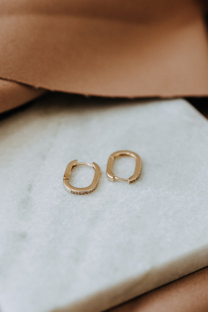 Pave Rectangle Hoops