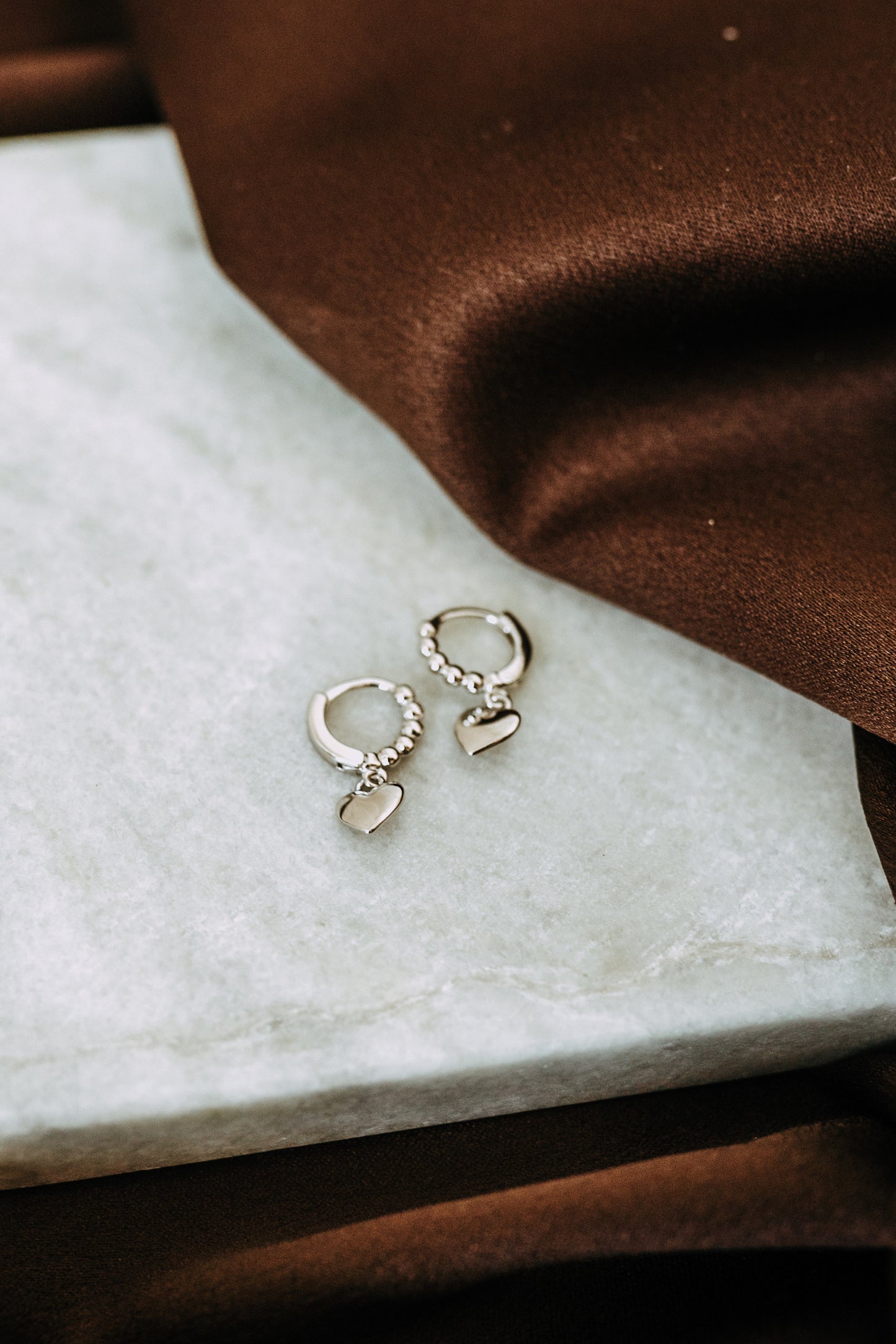 Silver Heart Charm Hooops