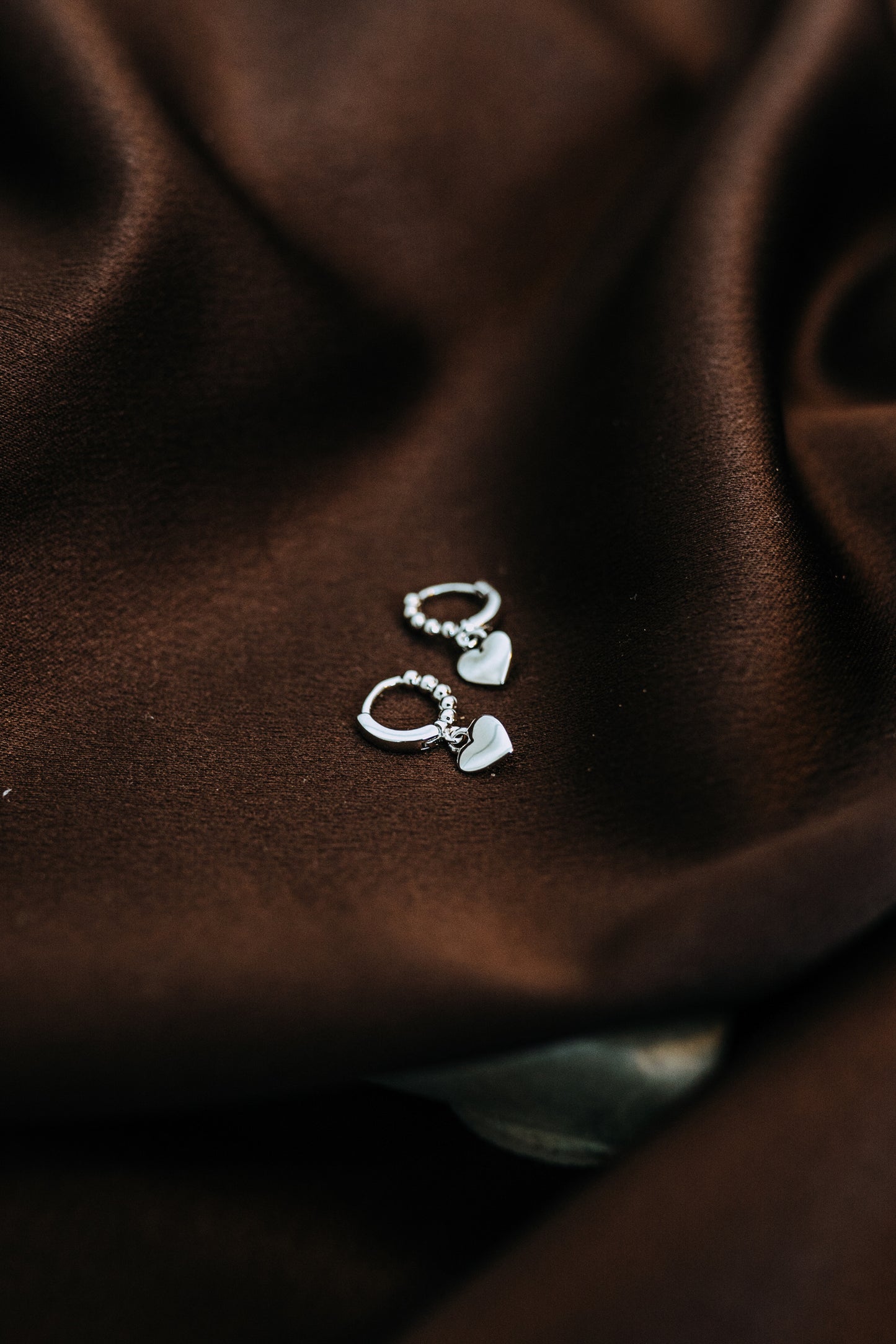 Silver Heart Charm Hooops
