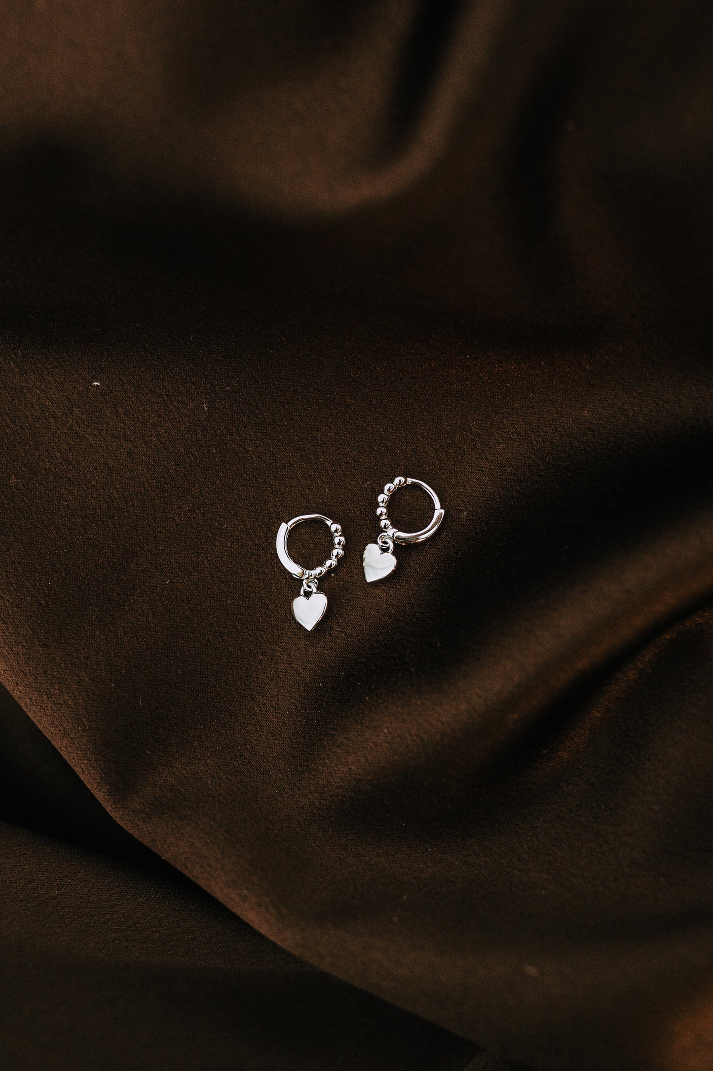 Silver Heart Charm Hooops