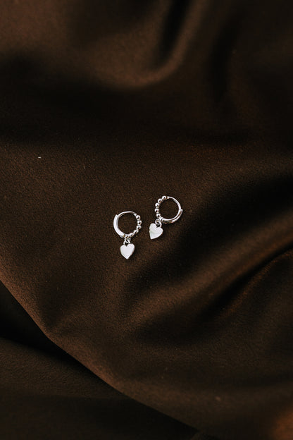 Silver Heart Charm Hooops
