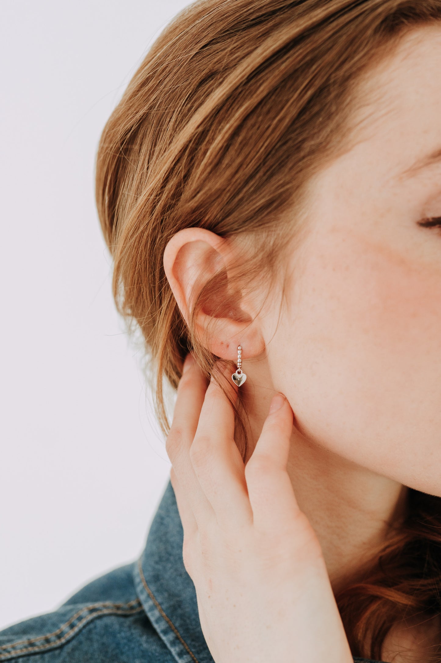 Silver Heart Charm Hooops