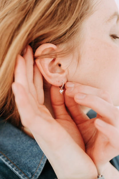 Silver Heart Charm Hooops