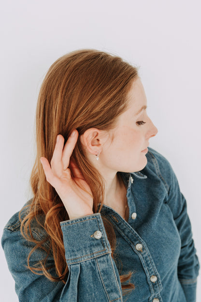 Silver Heart Charm Hooops