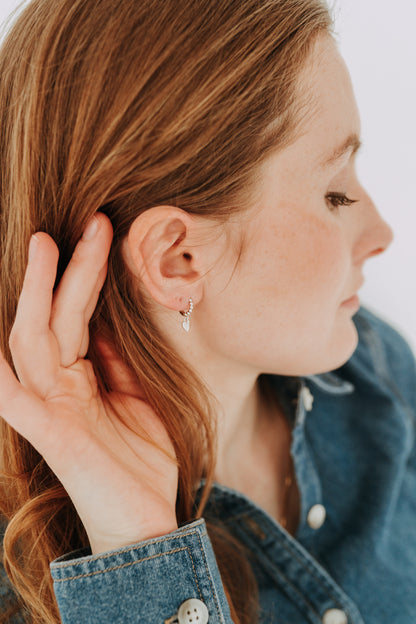 Silver Heart Charm Hooops