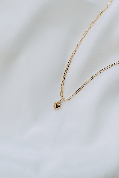 Lil' Puff Heart + Paperclip Necklace