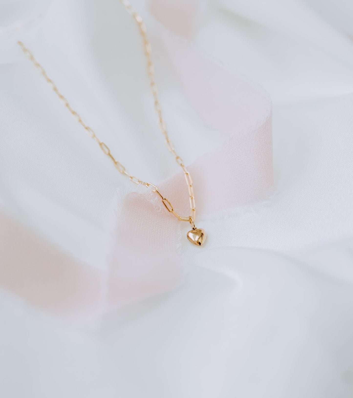 Lil' Puff Heart + Paperclip Necklace